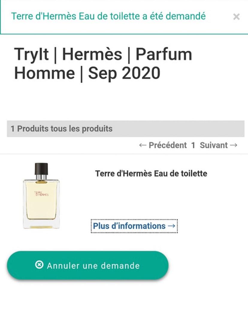 tryit echantillon parfum hermes 3