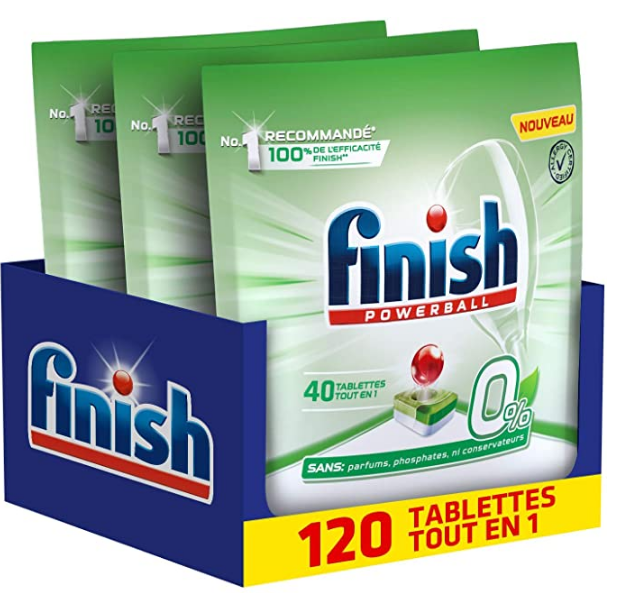 Pastilles Lave-Vaisselle Finish All in One 0% (3x40 Tablettes)