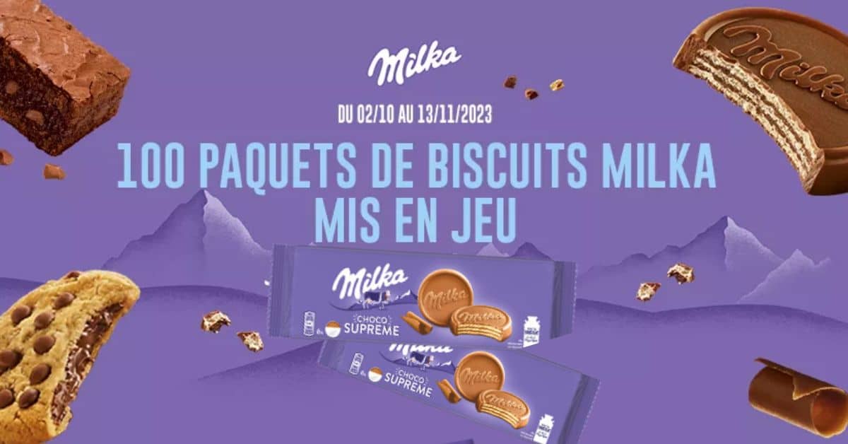 100 paquets de biscuits Milka a gagner