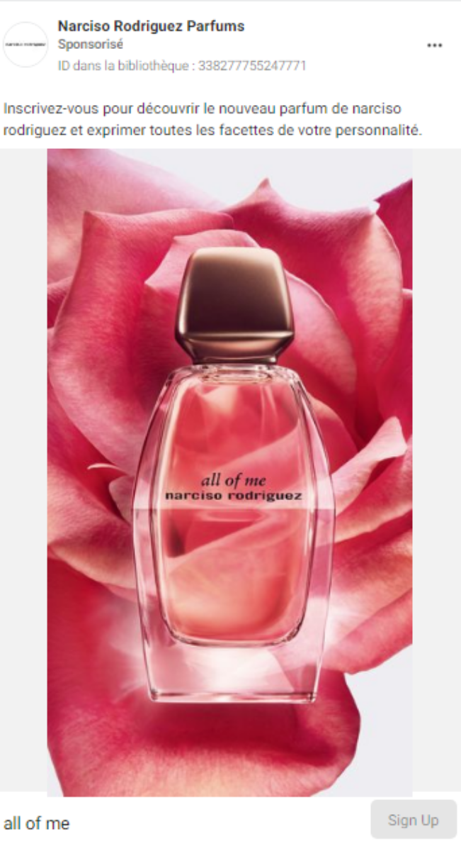 Echantillon gratuit de lEau de Parfum all of me de Narciso Rodriguez