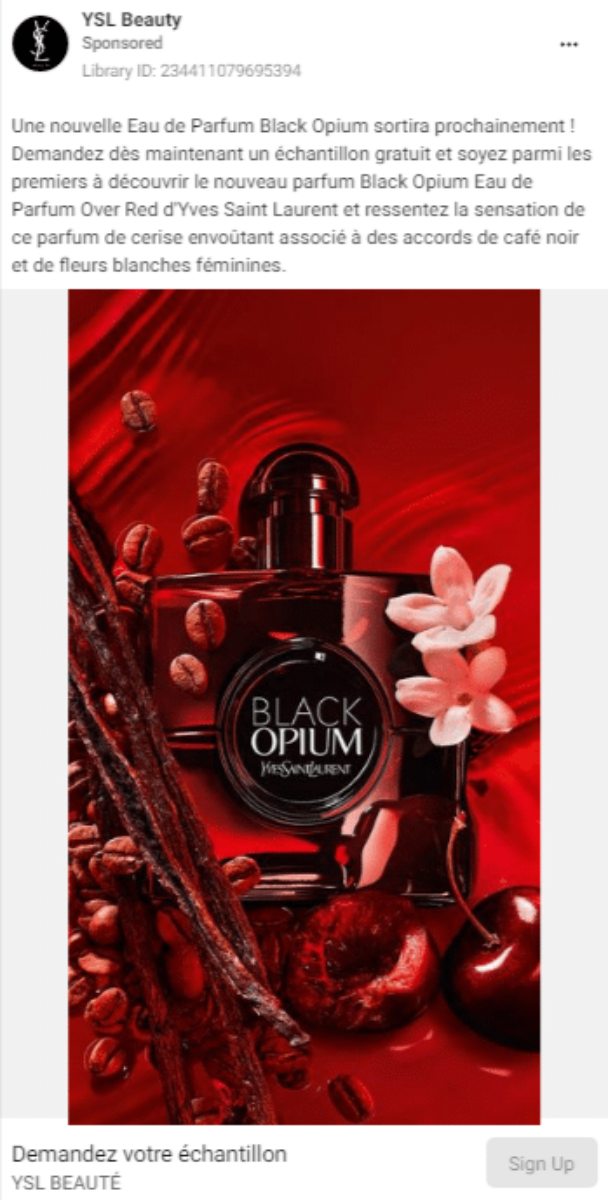 Echantillons GRATUITS du parfum Black Opium Over Red dYves Saint Laurent